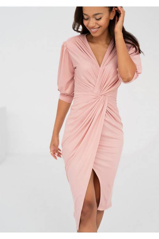 Zoela -  läikiv MIDI kleit roosa värv