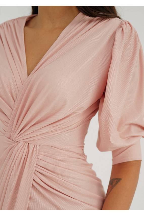 Zoela -  läikiv MIDI kleit roosa värv