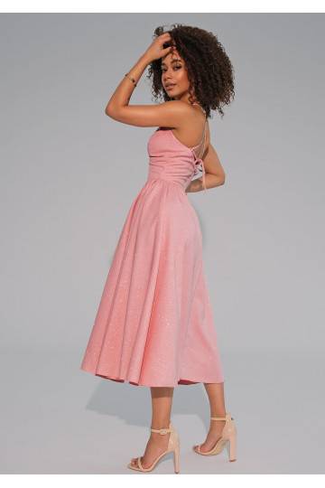 Livia - Powder pink midi brocade strap dress 2
