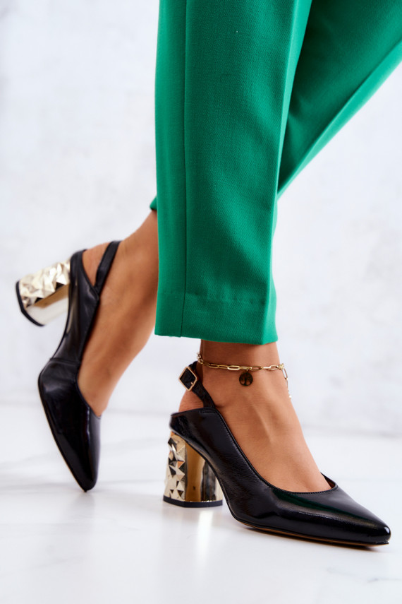   Kingad kõrge jämeda kontsaga  05427-01 mustad