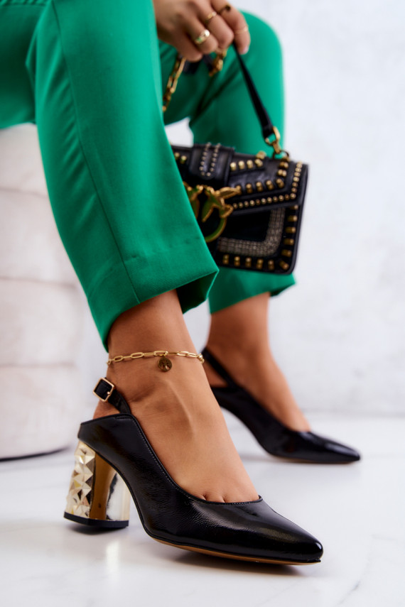   Kingad kõrge jämeda kontsaga  05427-01 mustad