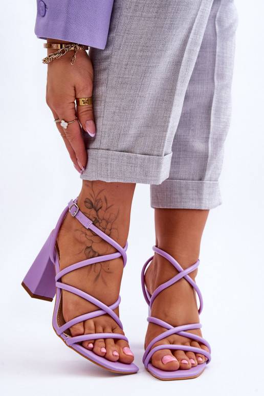 Klassikalise mudeli sandaalid kõrge jämeda kontsaga violetset värvi Lucetta