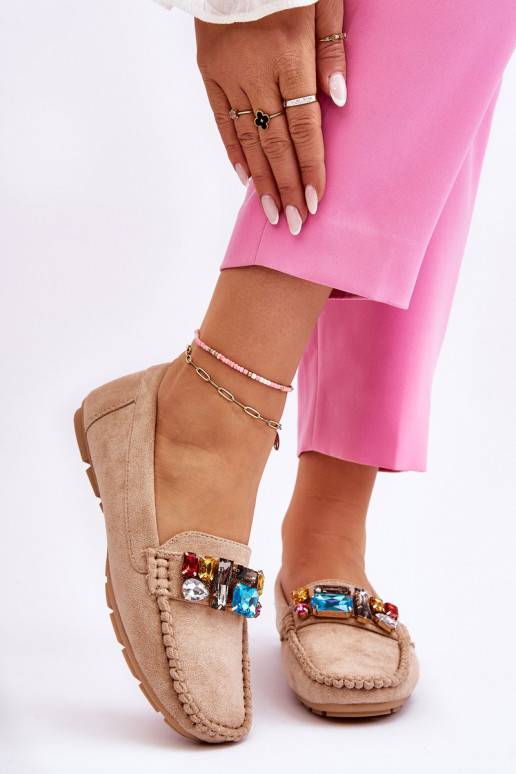 seemisnakhsed Mokassiinid kristallidega beeži värvi Lucille