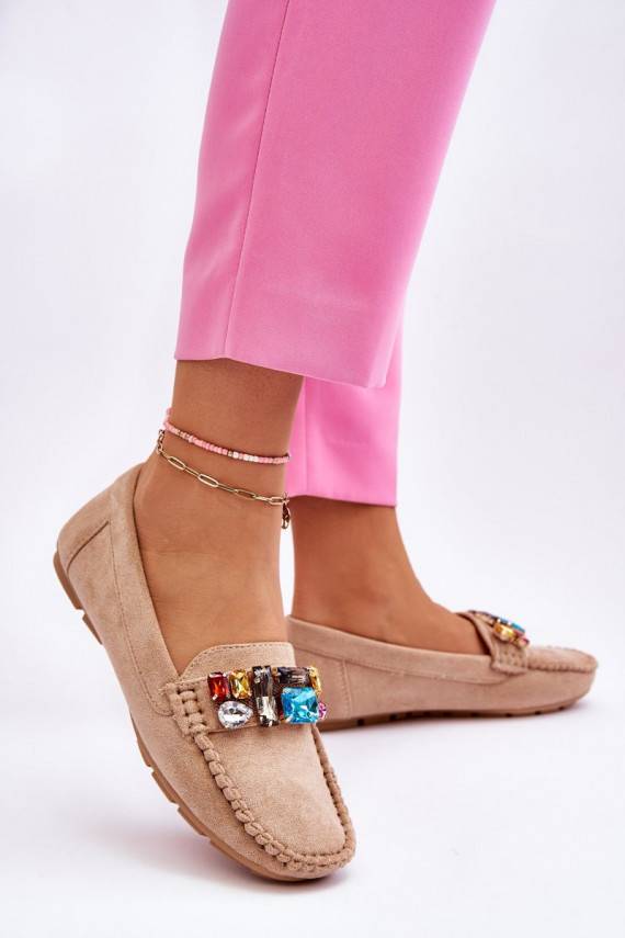   seemisnakhsed Mokassiinid kristallidega beeži värvi Lucille