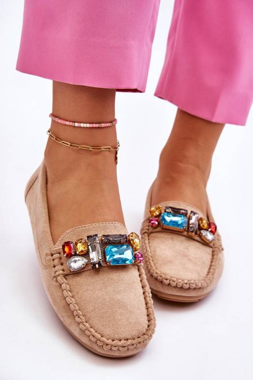   seemisnakhsed Mokassiinid kristallidega beeži värvi Lucille