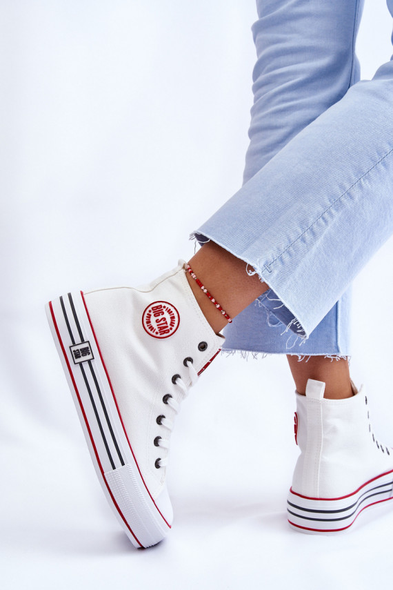    Riidest vabaaja jalanõud platvormiga Big Star LL274185 valget värvi