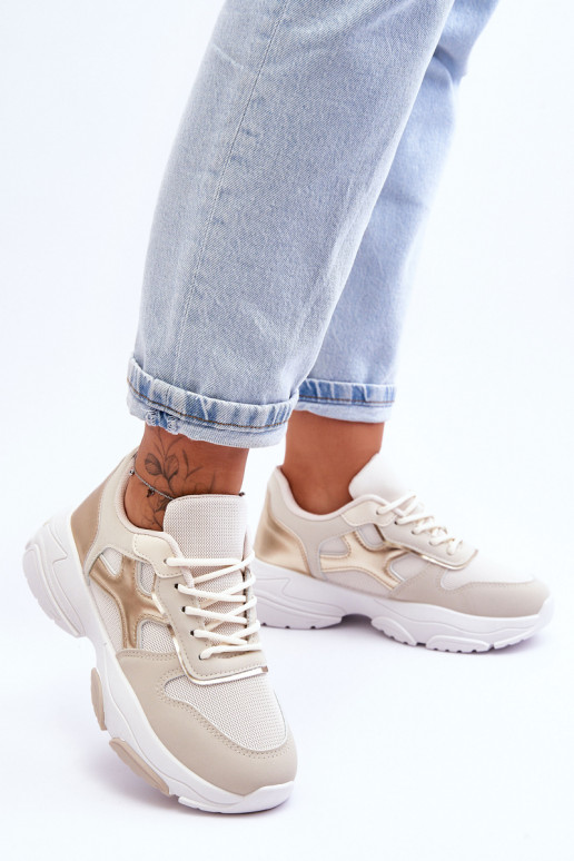   Sneakers tüüpi jalanõud nööritavad beeži värvi-Kuldset värvi Cortes
