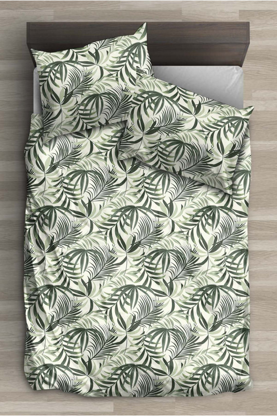 Voodipesukomplekt Jungle Green Leaves
