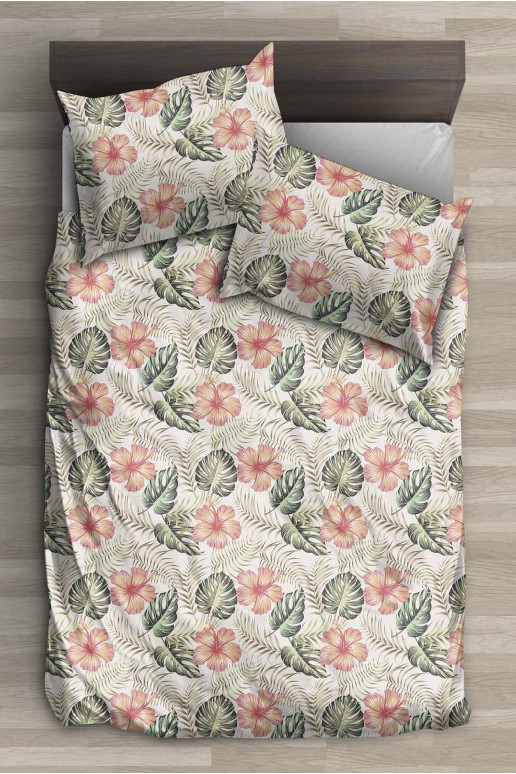 Voodipesukomplekt Tropcial Pink Flowers