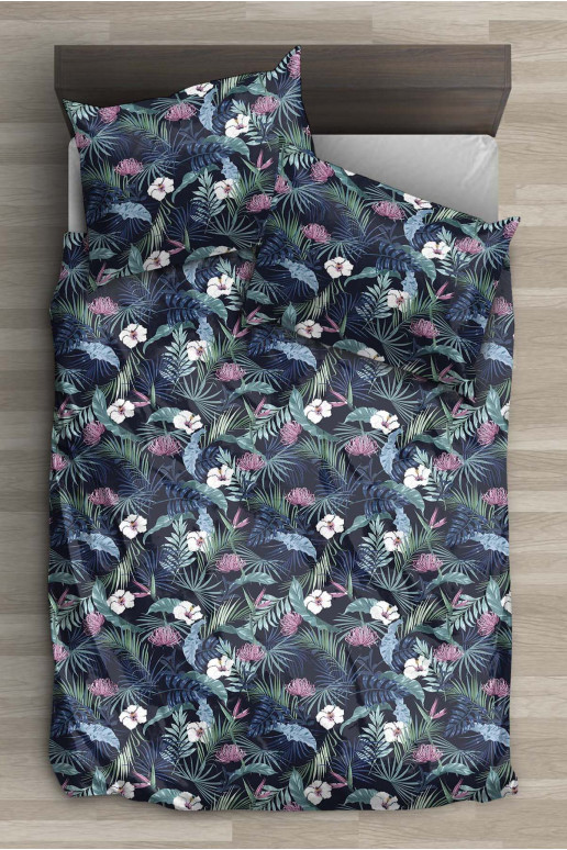Voodipesukomplekt Tropcial Dark Blue