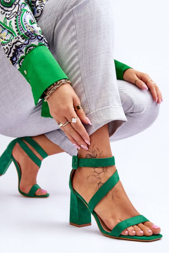   Seemisnahast kingad kõrge jämeda kontsaga Rohelist värvi Lanes