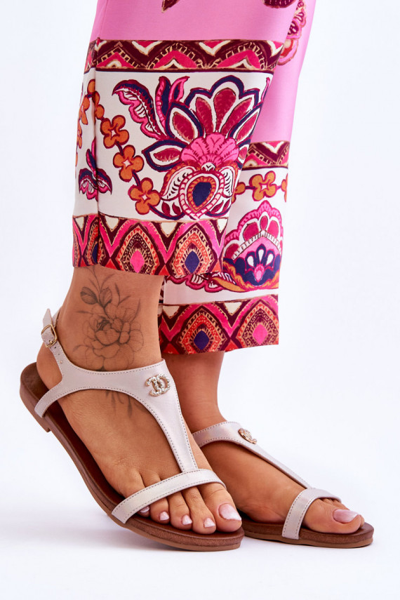 Madalad sandaalid kaunistustega S.Barski KV-5541-45 beeži värvi