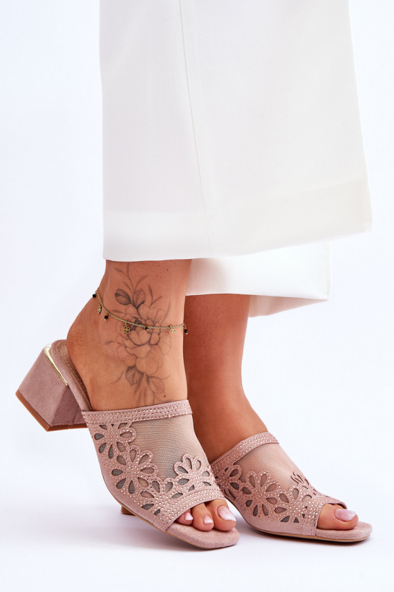 Sussid kõrge jämeda kontsaga võrguga S.Barski KV-612-1 Nude