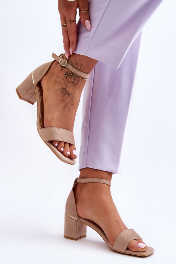 sandaalidStabilnym Obcasie beeži värvi Palermo