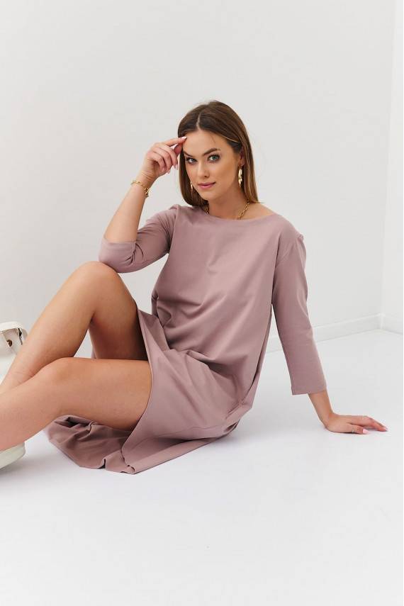 Asümmeetriline kleit oversize cappuccino värvid FK613