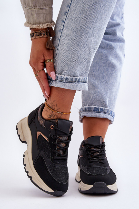 nööritavad spordijalatsid platvormiga mustad Escape