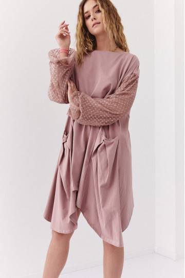 Asümmeetriline kleit oversize  cappuccino värvid FK615
