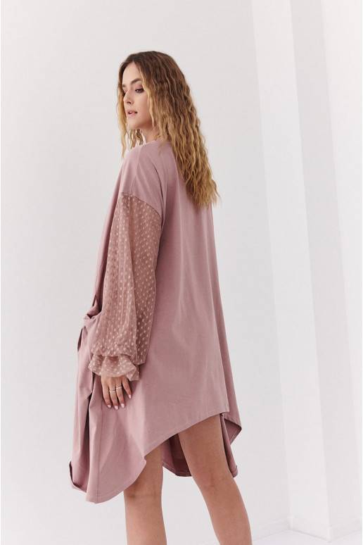 Asümmeetriline kleit oversize  cappuccino värvid FK615 Asümmeetriline kleit oversize  cappuccino värvid FK615