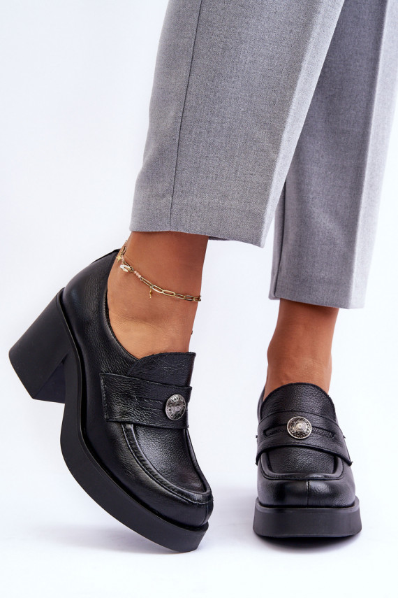   jalatsid   kõrge jämeda kontsaga mustad Dunadia