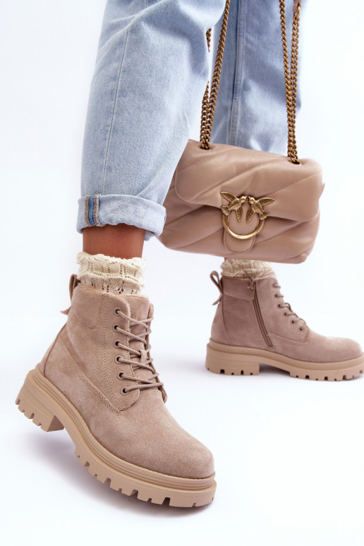 seemisnakhsed jalanõud Naiste poolsaapad voodriga beeži värvi Alden