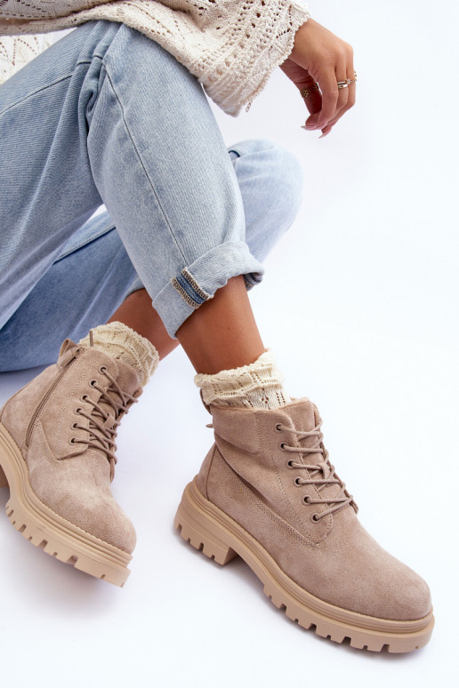 seemisnakhsed jalanõud Naiste poolsaapad voodriga beeži värvi Alden