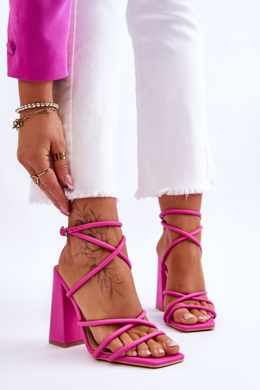 Moekad Elegantsed kõrge kontsaga sandaalid Tumeroosad värvi Josette