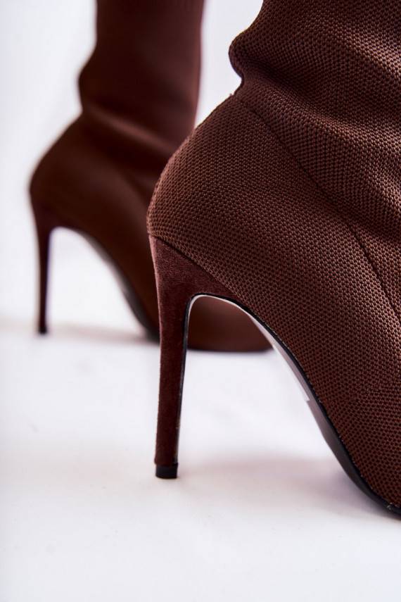   Saapad  kõrge jämeda kontsaga pruunid värvi Luisell