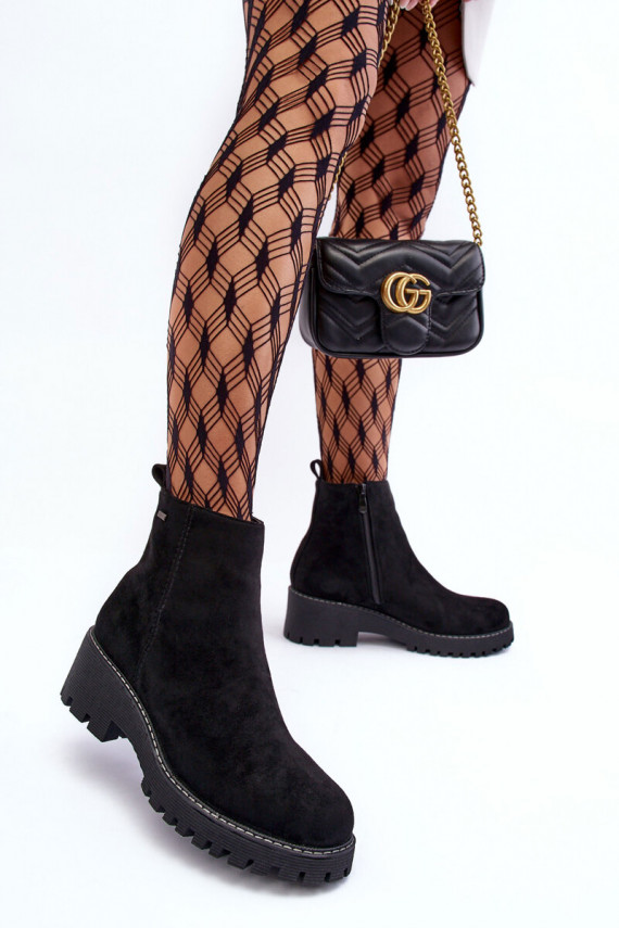 Naiste poolsaapad seemisnakhsed laiade nööridega voodriga mustad Neafgi