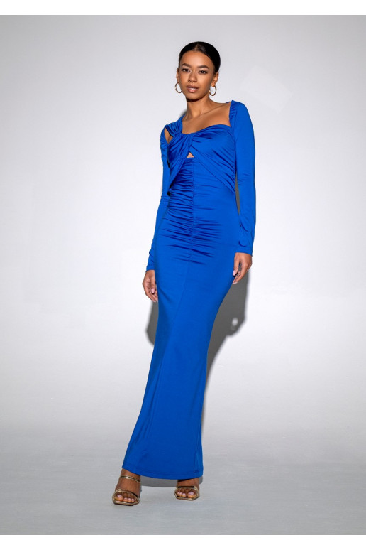 Elle - Cobalt blue maxi draped dress