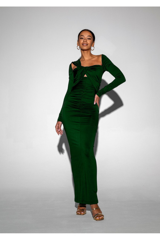 - Green maxi draped dress