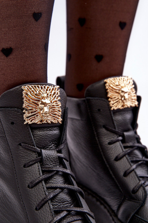 Nööritavad poolsaapad   kaunistustega   mustad Nicole 2833