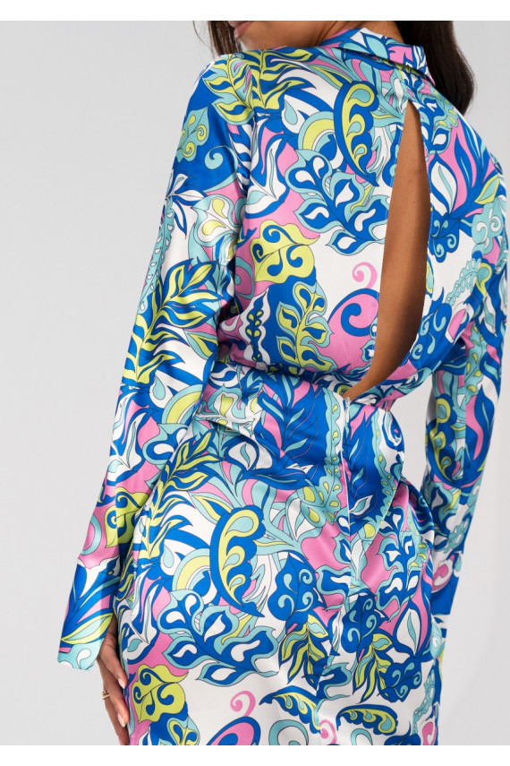 Nita -Sinise trükiga satiinist minikleit