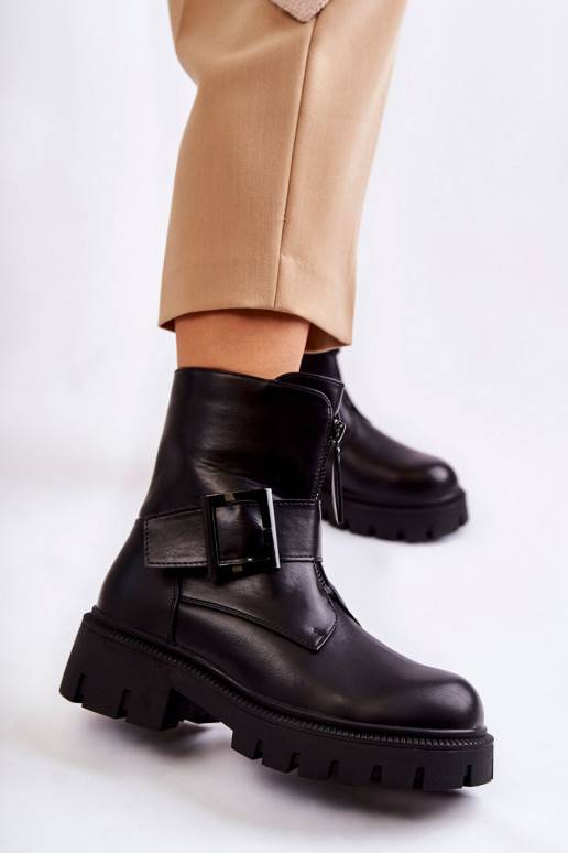   Naiste poolsaapad voodriga tõmblukuga mustad Torey