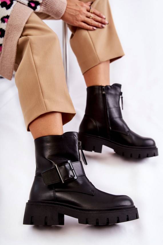   Naiste poolsaapad voodriga tõmblukuga mustad Torey