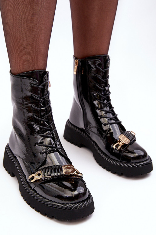   Laque massiivsed saapad kaunistustega mustad S.Barski MR870-67