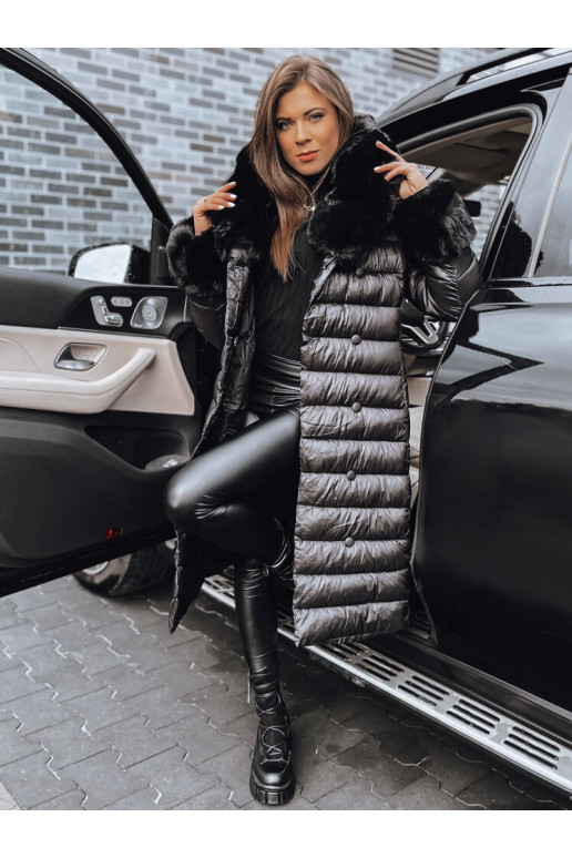 Naiste tepitud talvemantel HORIZON must