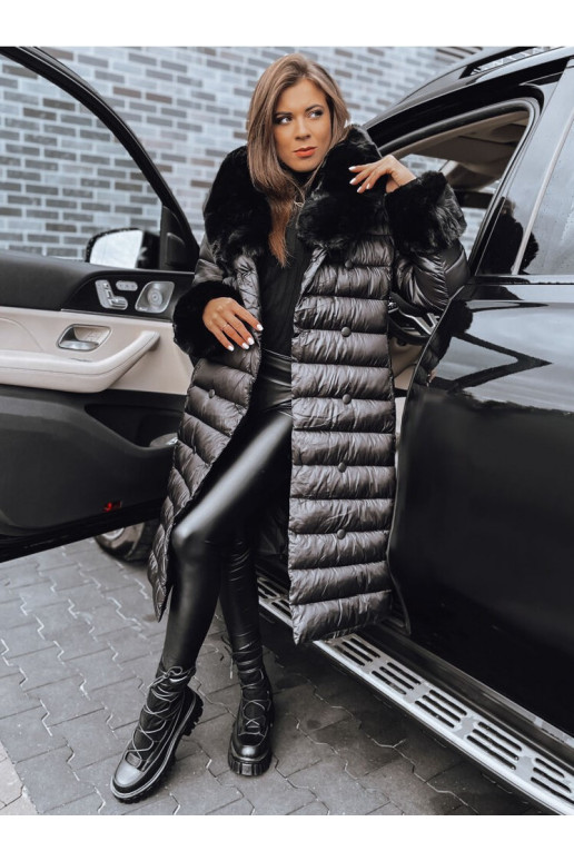 Naiste tepitud talvemantel HORIZON must