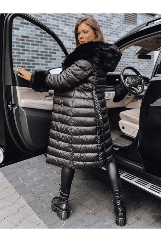 Naiste tepitud talvemantel HORIZON must