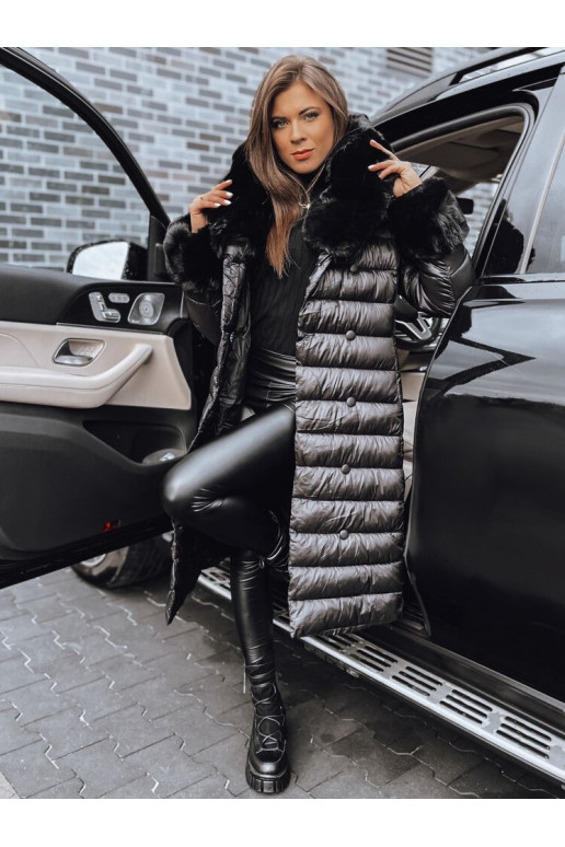 Naiste tepitud talvemantel HORIZON must