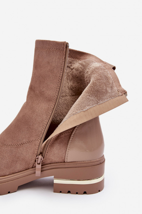   Klassikalise mudeli Naiste poolsaapad laiade nööridega beeži värvi Shendete