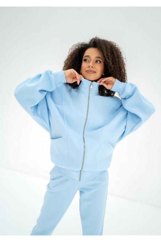 Based - Baby blue oversize zipped sweatshirt