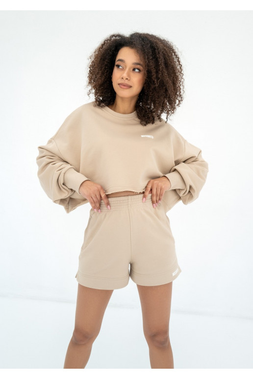 Shore Crop - Sand beige crop oversize sweatshirt