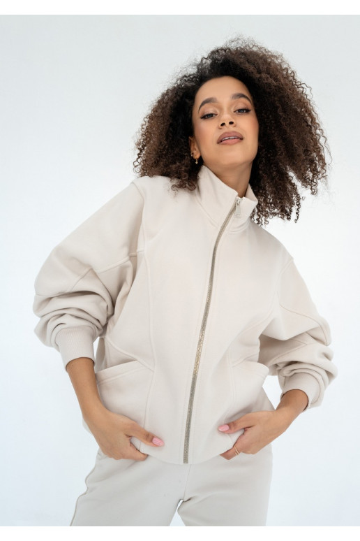 Based - Coconut oversize zipped sweatshirt