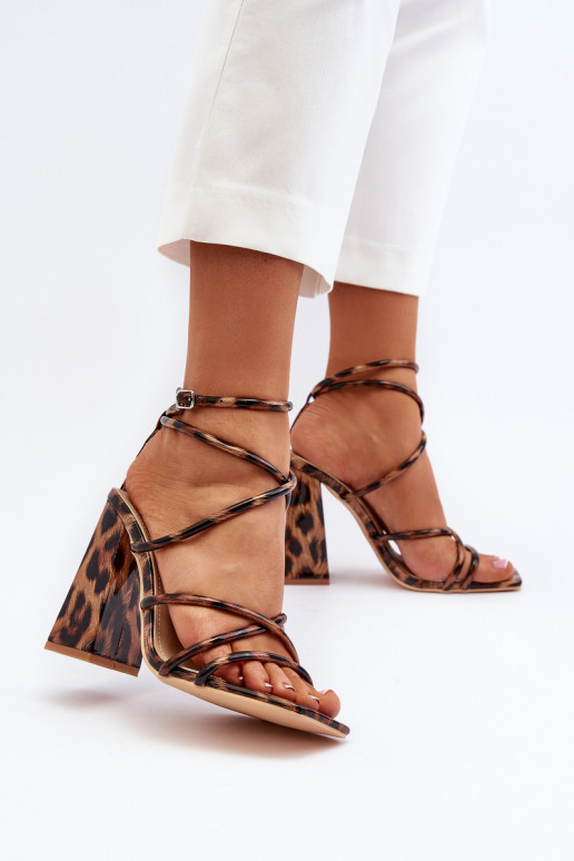 Moekad Elegantsed kõrge kontsaga sandaalid pruunid värvi Josette