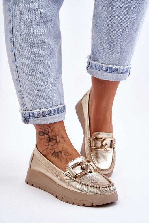   Mokassiinid platvormiga kaunistustega Kuldset värvi Desmond