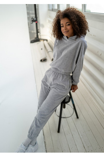 Icon Velvet – Melange hallid veluurist dressipüksid 2