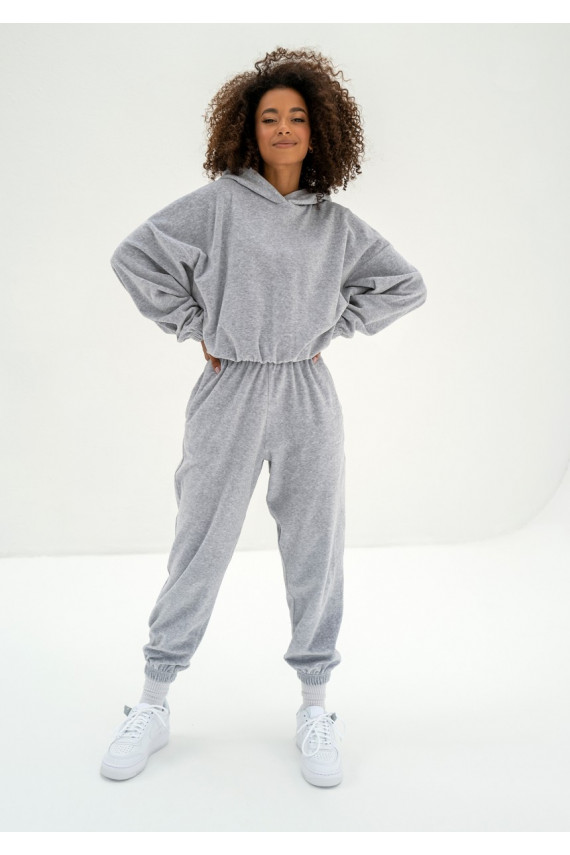 Icon Velvet – Melange hallid veluurist dressipüksid