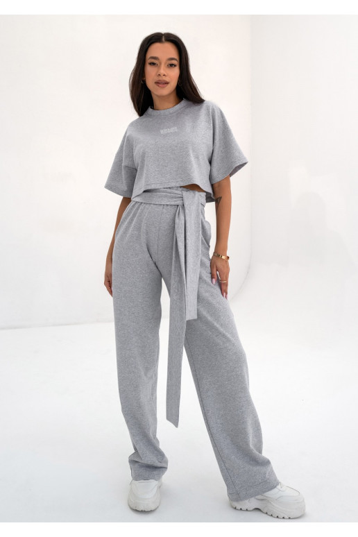 Sky - Melange grey wide pants