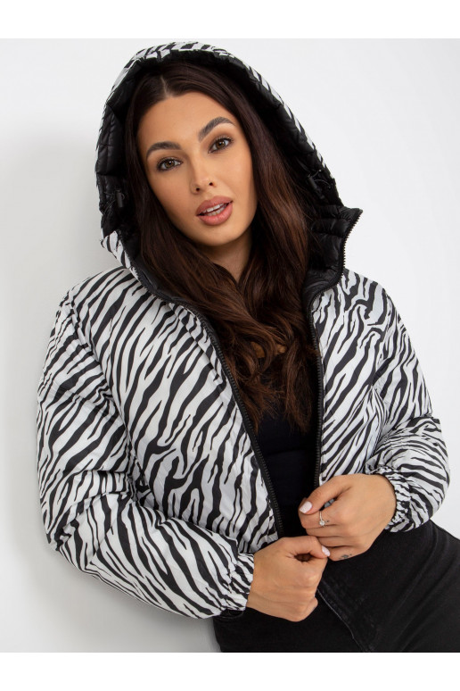 Must kahepoolne sebra tepitud jope