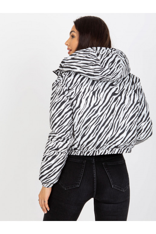 Must kahepoolne sebra tepitud jope